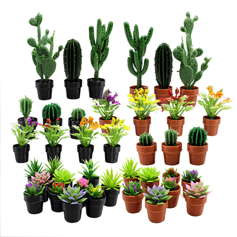 Echeveria Succulent - 8 قطع من النباتات البلاستيكية المصغرة